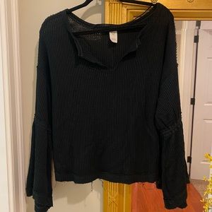 Black Free People waffle shirt